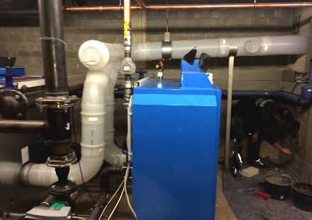 Bild Erneuerung - Brennwert-Abgasanlage mit Kaskade im Berufsbildungszentrum Wesel